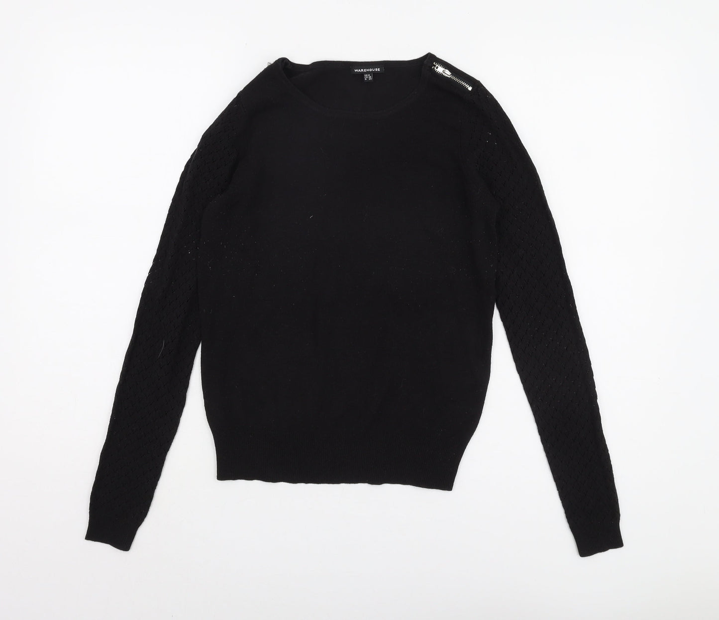 Warehouse Women's Black Size 8 Jumper with Zip Accent