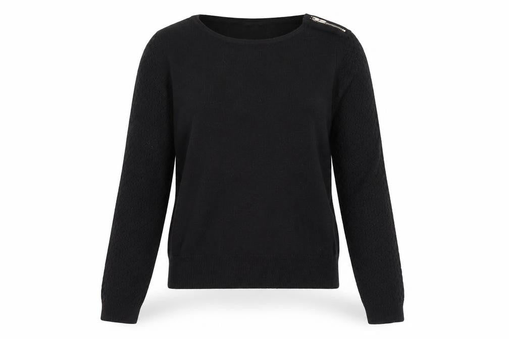 Warehouse Women's Black Size 8 Jumper with Zip Accent