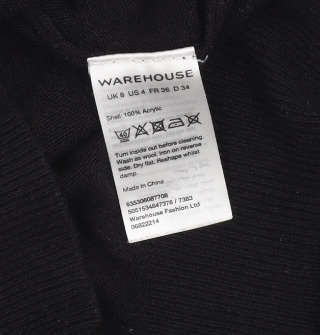 Warehouse Women's Black Size 8 Jumper with Zip Accent