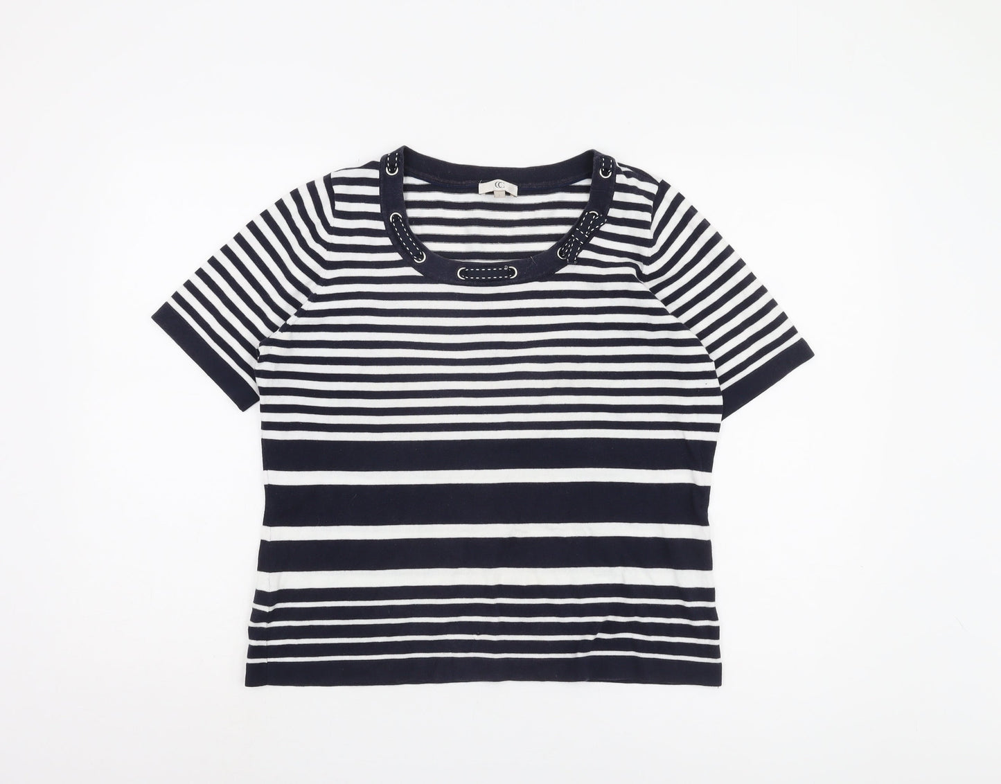 CC Women's L Black & White Striped T-Shirt