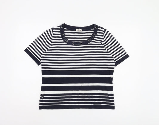CC Women's L Black & White Striped T-Shirt