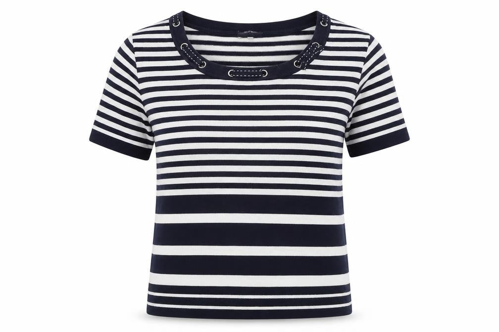Country Casuals Women's L Black & White Striped T-Shirt