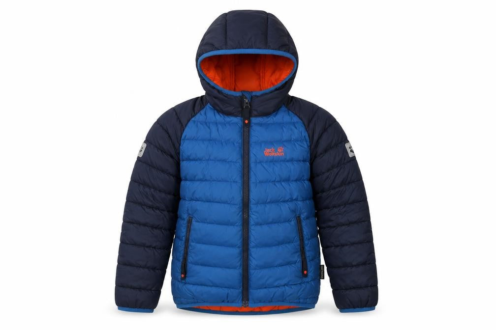Jack Wolfskin Boys Blue Puffer Jacket UK 8 Hooded Winter