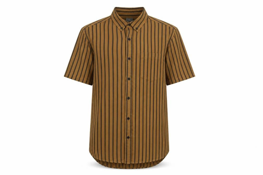 ASOS Men's Brown Striped Short Sleeve Shirt, M