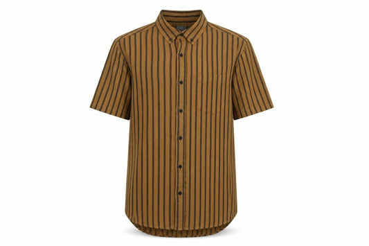 ASOS Men's Brown Striped Short Sleeve Shirt, M
