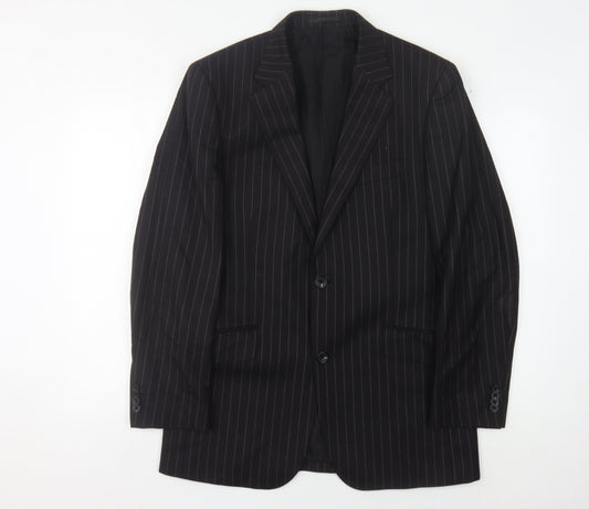 T.M. Lewin Men's Black Wool Striped Blazer Size 39