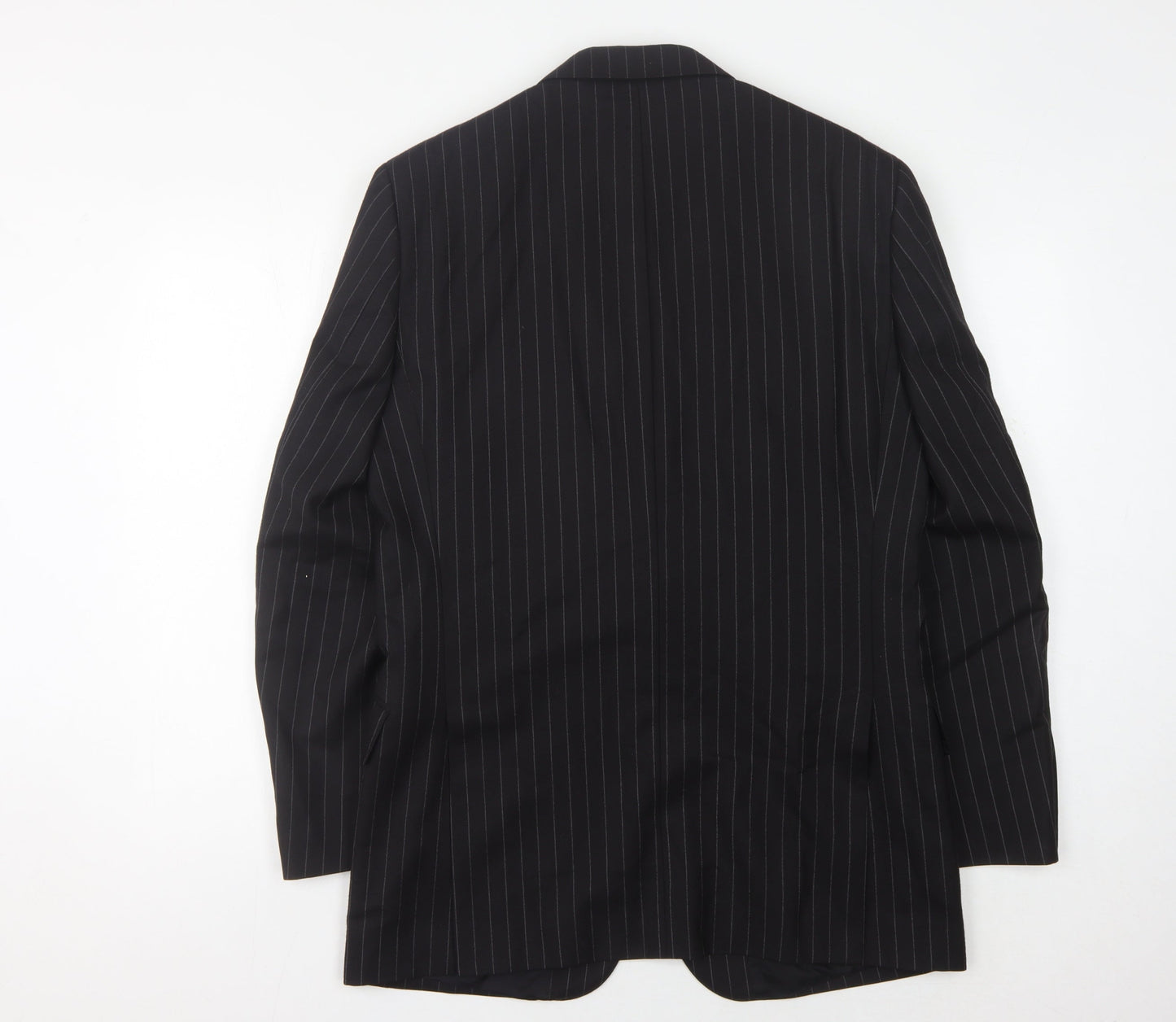 T.M. Lewin Men's Black Wool Striped Blazer Size 39