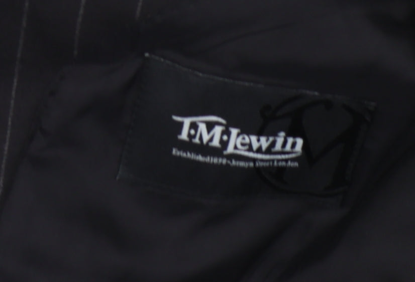 T.M. Lewin Men's Black Wool Striped Blazer Size 39