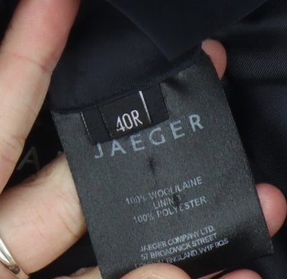 Close-up detail of Jaeger Men's Blue Blazer 40R Notch Lapel Formal