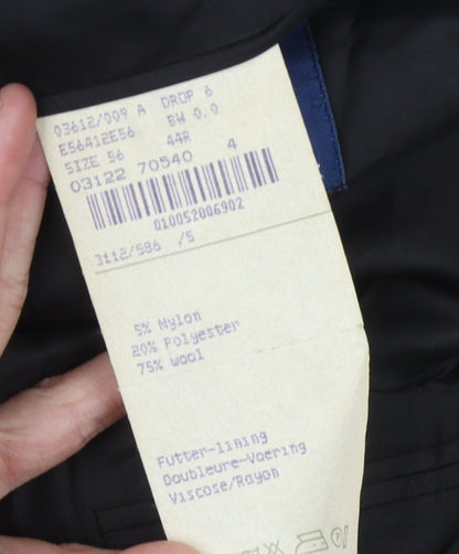 Brand and care label for Bäumler Black Double-Breasted Blazer, size 44R