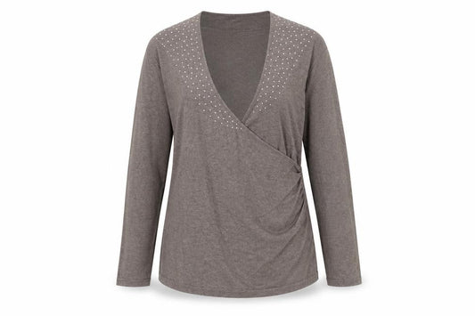 Windsmoor Women's Brown Wrap Jumper, M, Studded V-Neck