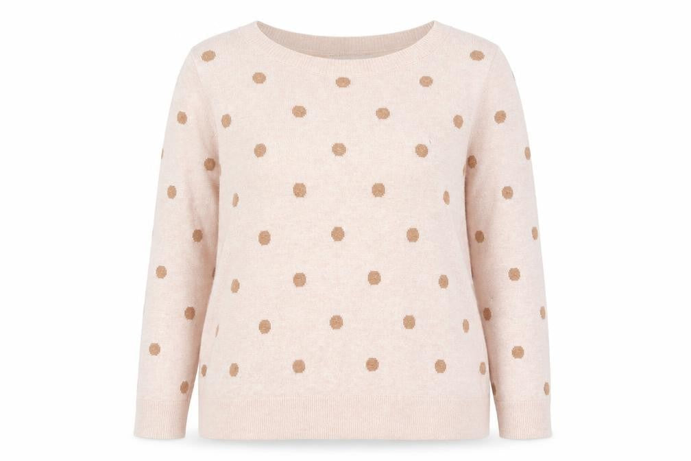 Next Women Ivory Polka Dot Pullover, Size 14 Plus