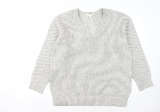 Marks and Spencer Women's Grey V-Neck Pullover Jumper - L