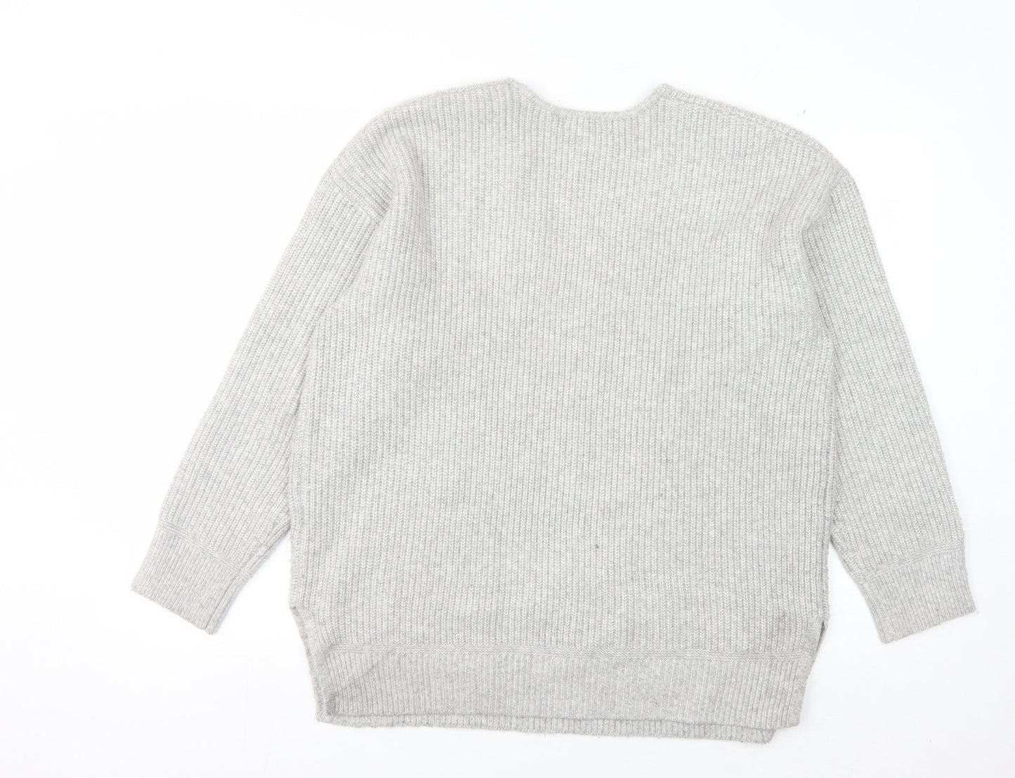 Marks and Spencer Women's Grey V-Neck Pullover Jumper - L