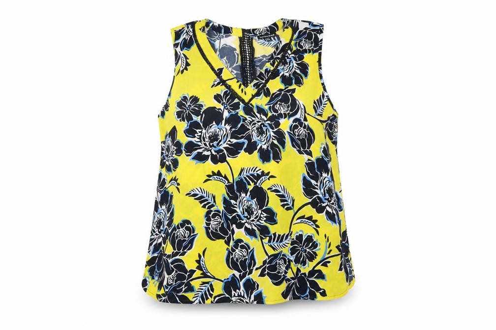Warehouse Women's Yellow Floral V-Neck Tank Top