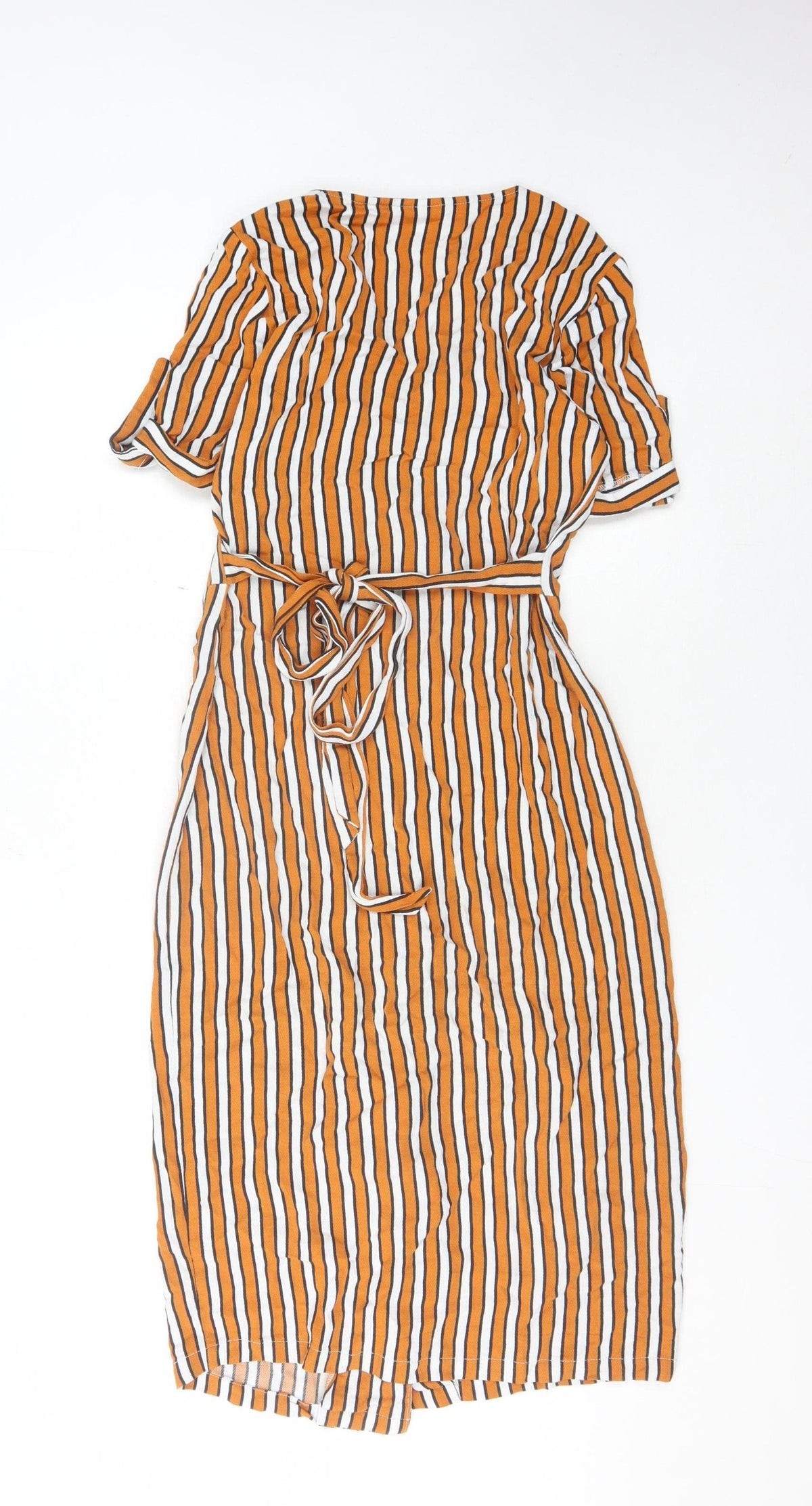 River Island Women's Striped V-Neck Belted Dress - Size 10
