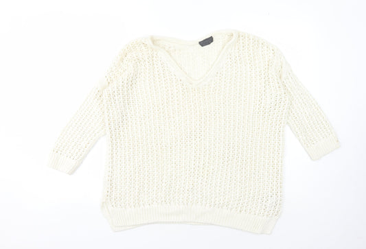Topshop Women's Ivory Open-Knit Pullover Jumper Size 10
