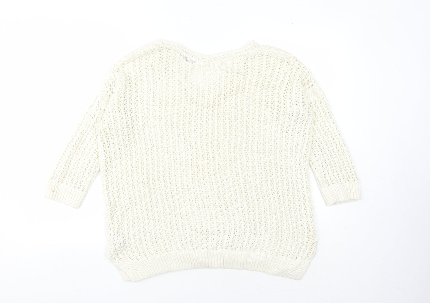 Topshop Women's Ivory Open-Knit Pullover Jumper Size 10