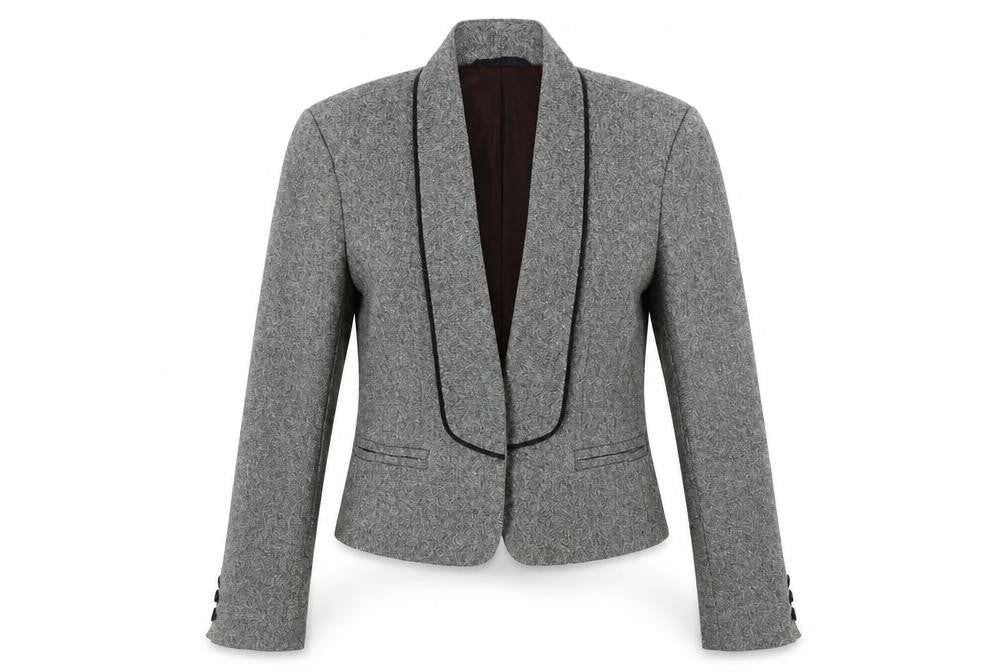 French Connection Grey Blazer Women Size 8 Wool Tweed