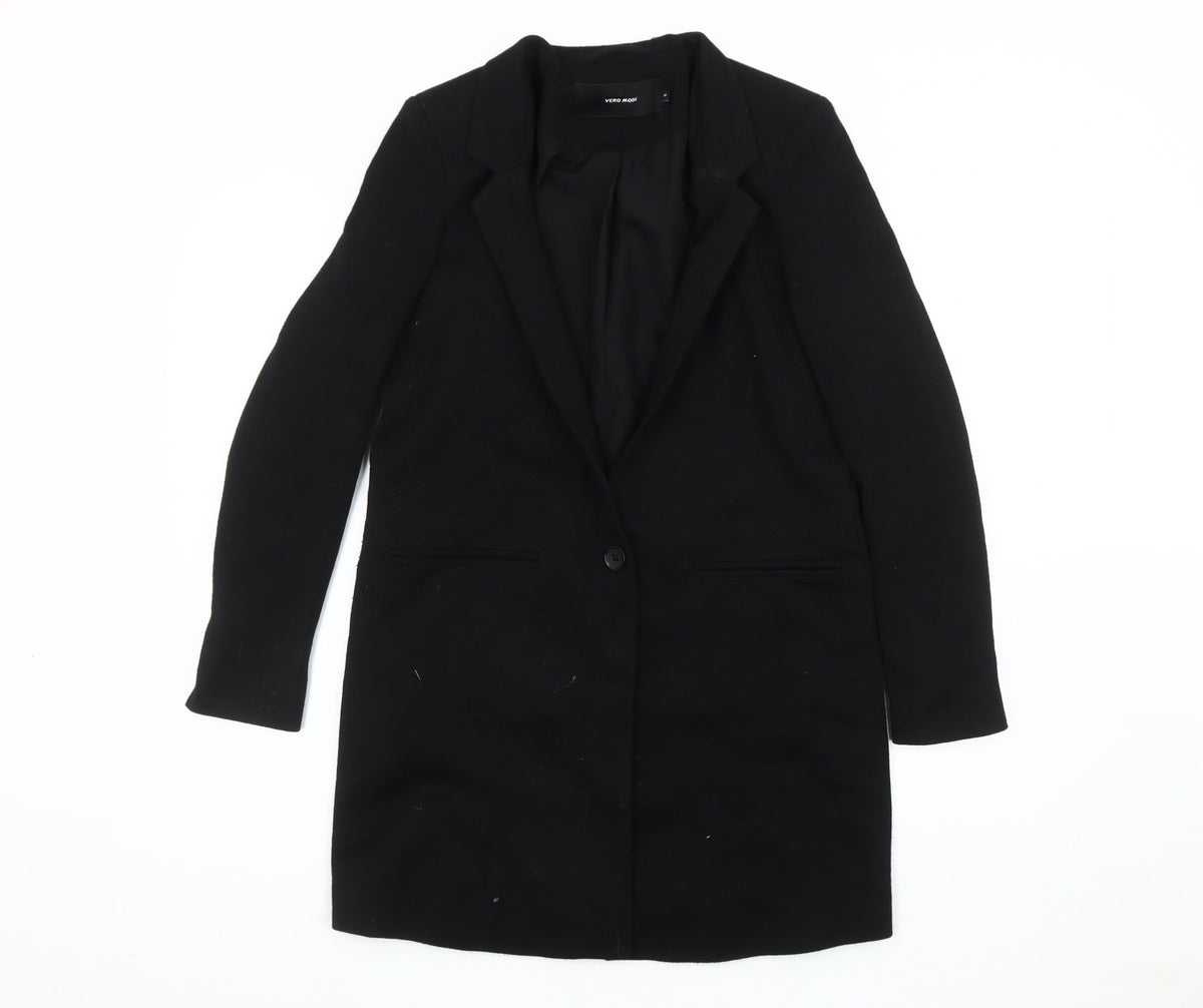 Vero Moda Women's Black Long Coat, Size 6, Lined