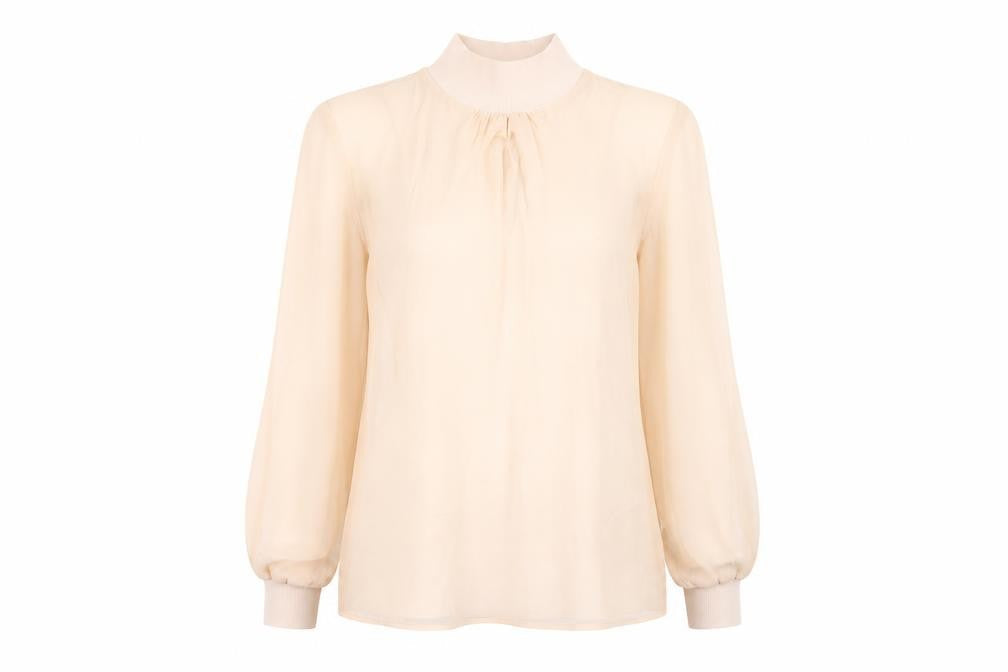 Reiss Women's Beige High Neck Blouse - Size S