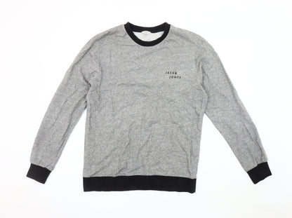 Jack & Jones Men’s Grey Pullover Jumper, Large, Crew Neck