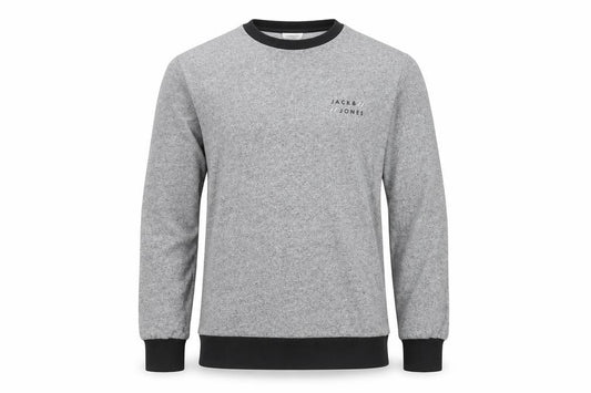 Jack & Jones Men’s Grey Pullover Jumper, Large, Crew Neck