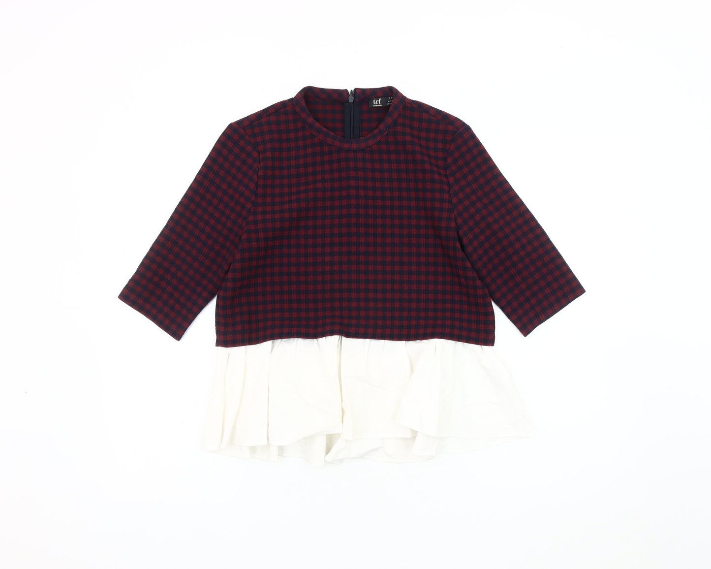 Zara Womens Red Check Jumper, Size S, Casual