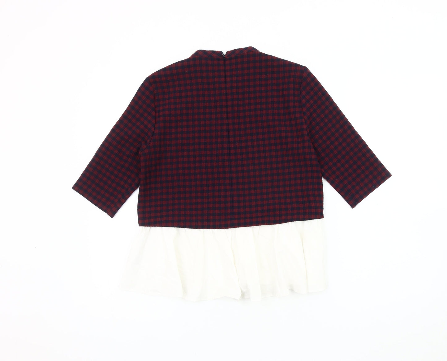 Zara Womens Red Check Jumper, Size S, Casual
