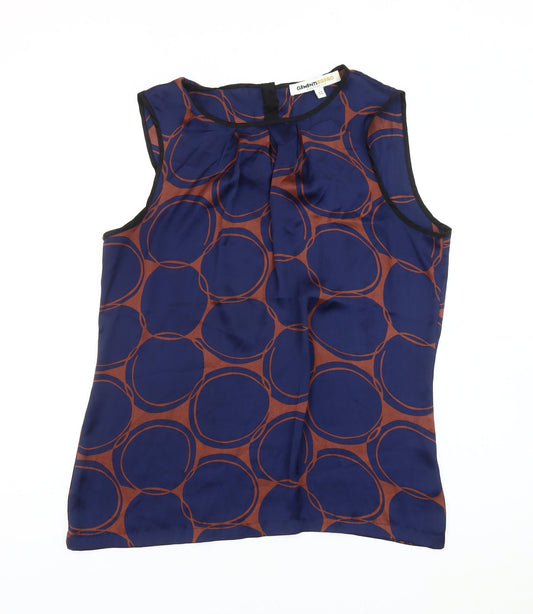 Clements Ribeiro Women's Blue Geometric Blouse Size 14