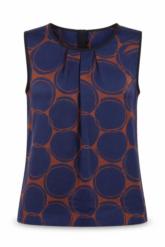 Clements Ribeiro Women's Blue Geometric Blouse Size 14