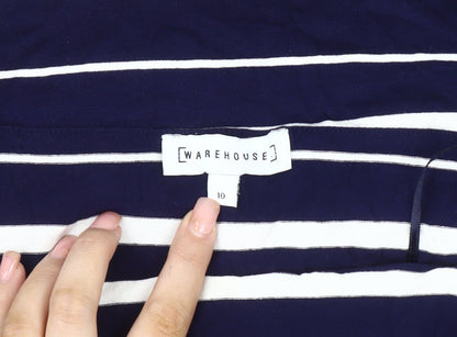 Warehouse Women's Blue Off Shoulder Striped Top Size 10