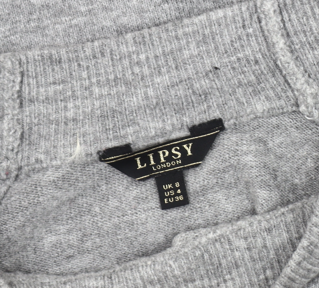 Lipsy Women's Grey Lace Sleeve Pullover Jumper Size 8