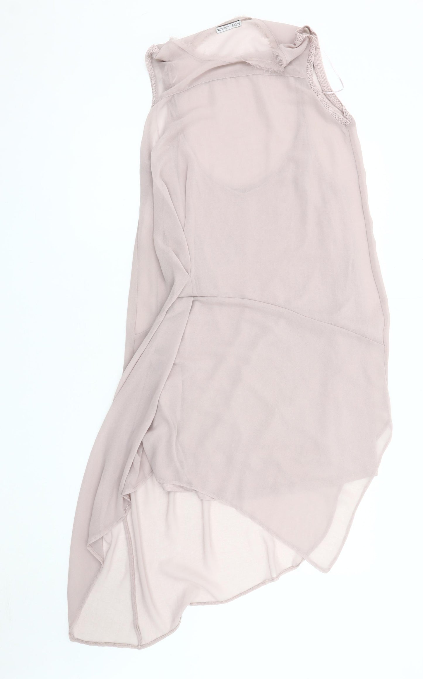Zara Women's Grey Asymmetric Sleeveless Dress M