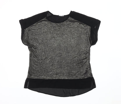 Additional front view of Roman Women's Black Short Sleeve Top