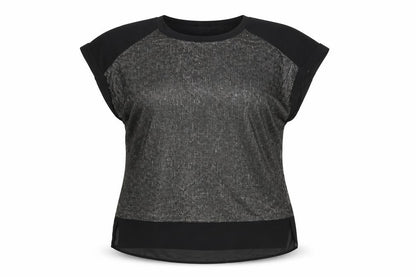 Front view of Roman Women's Black Short Sleeve Top
