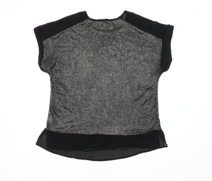 Back view of Roman Women's Black Short Sleeve Top