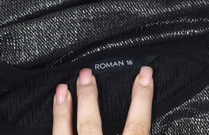Close-up detail of Roman Women's Black Short Sleeve Top