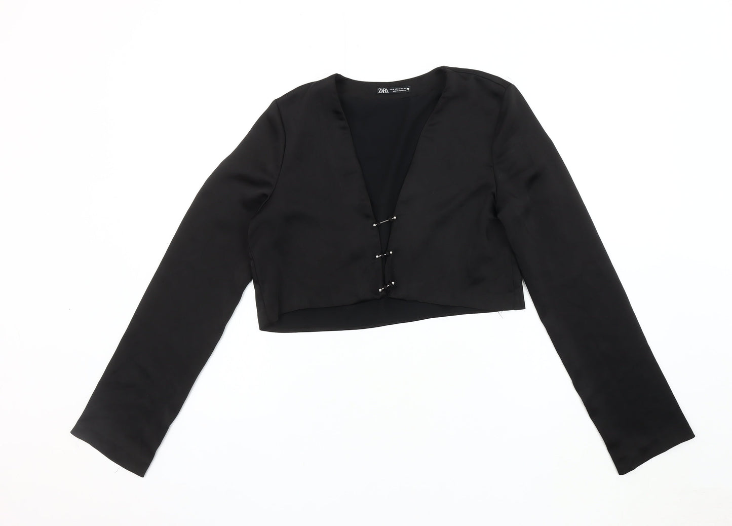 Zara Women's Black Cropped Blouse, Size 10, Casual Chic