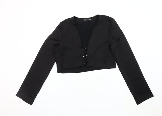 Zara Women's Black Cropped Blouse, Size 10, Casual Chic