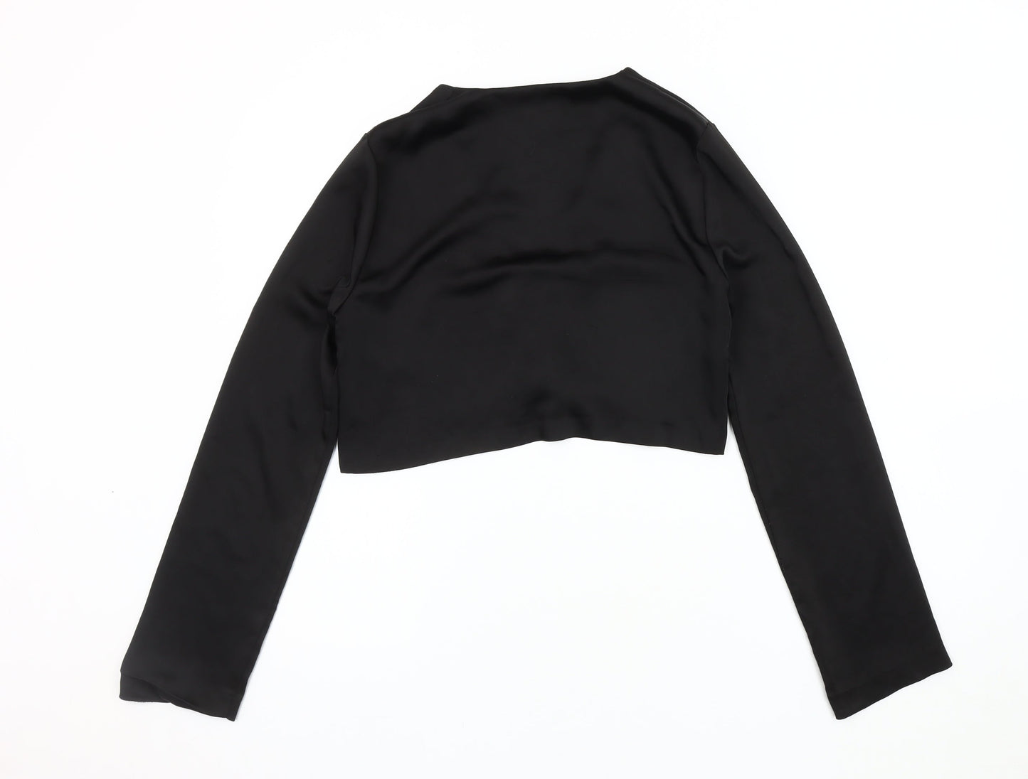 Zara Women's Black Cropped Blouse, Size 10, Casual Chic