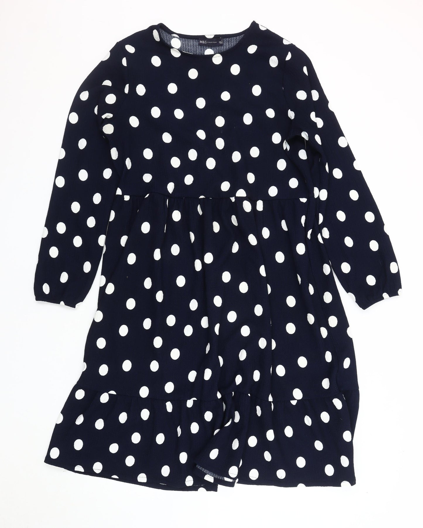 Marks & Spencer Women Blue Polka Dot Dress Size 12-14
