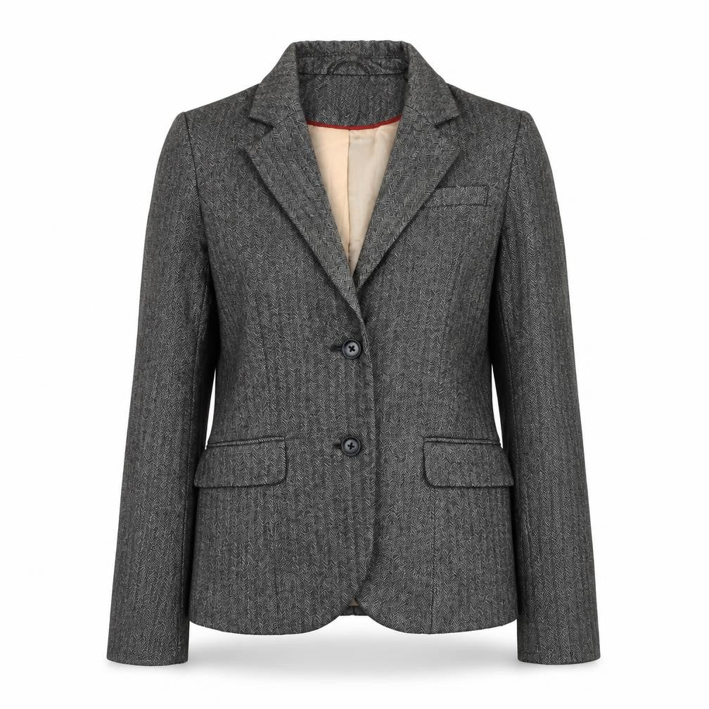 H&M Women Grey Blazer, Size 6, Business Herringbone