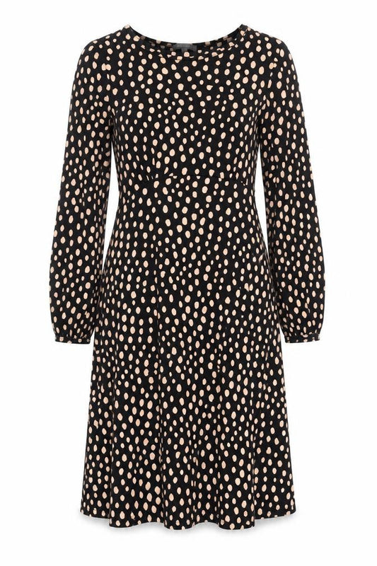 Front view of Principles Women’s Black Polka Dot Dress 14