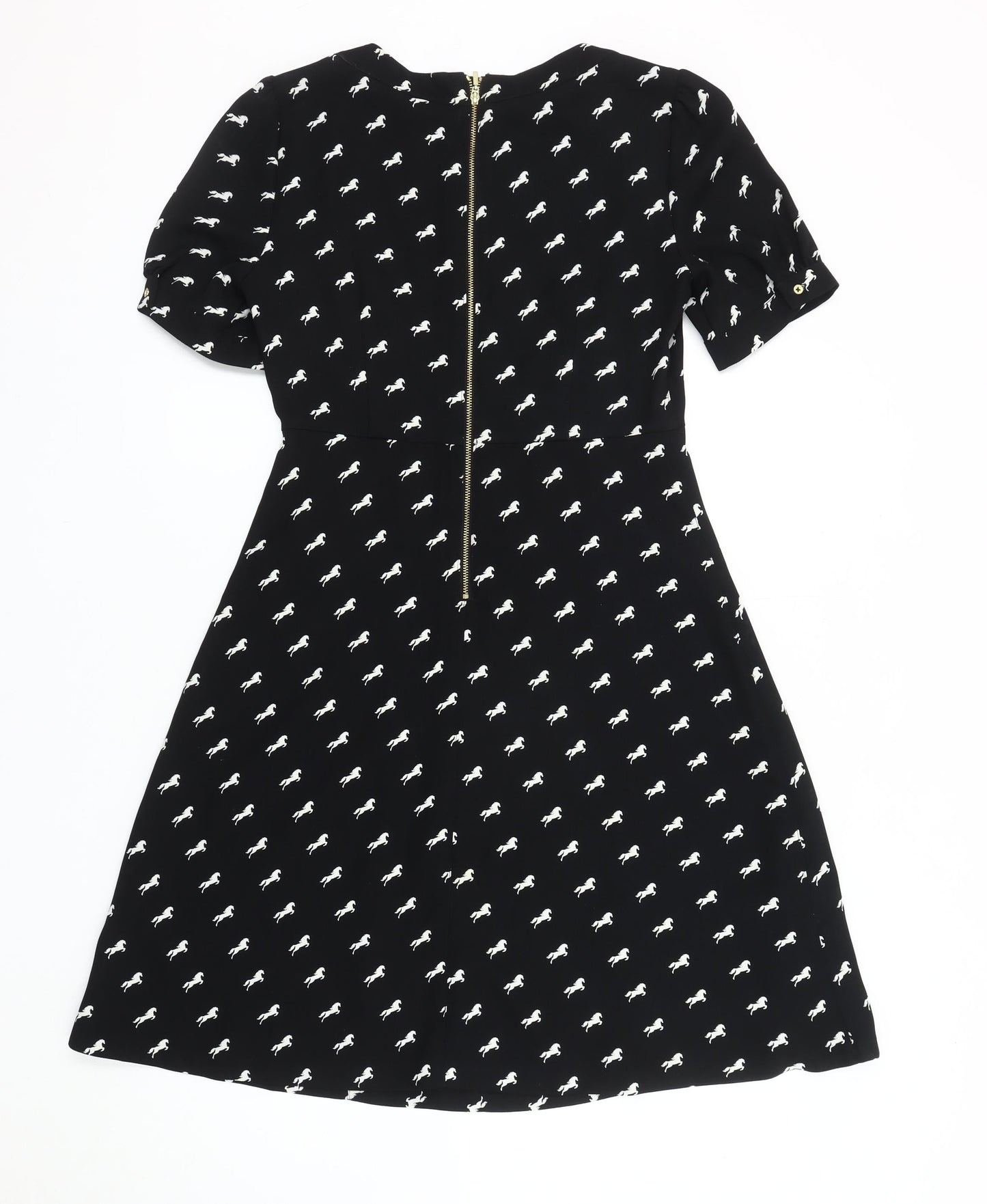 Marks & Spencer Black Animal Print Dress, Size 8, Round Neck
