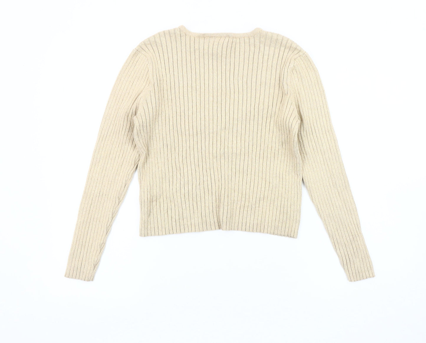 Monki Women's Beige Cardigan Size L V-Neck Button Knit