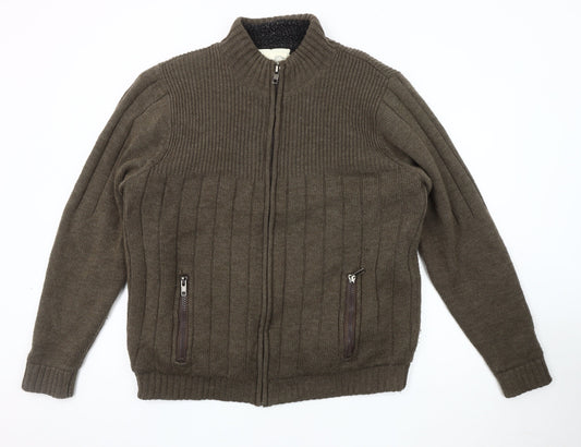 Trait Men's Brown XL Basic Jacket Full Zip Lined