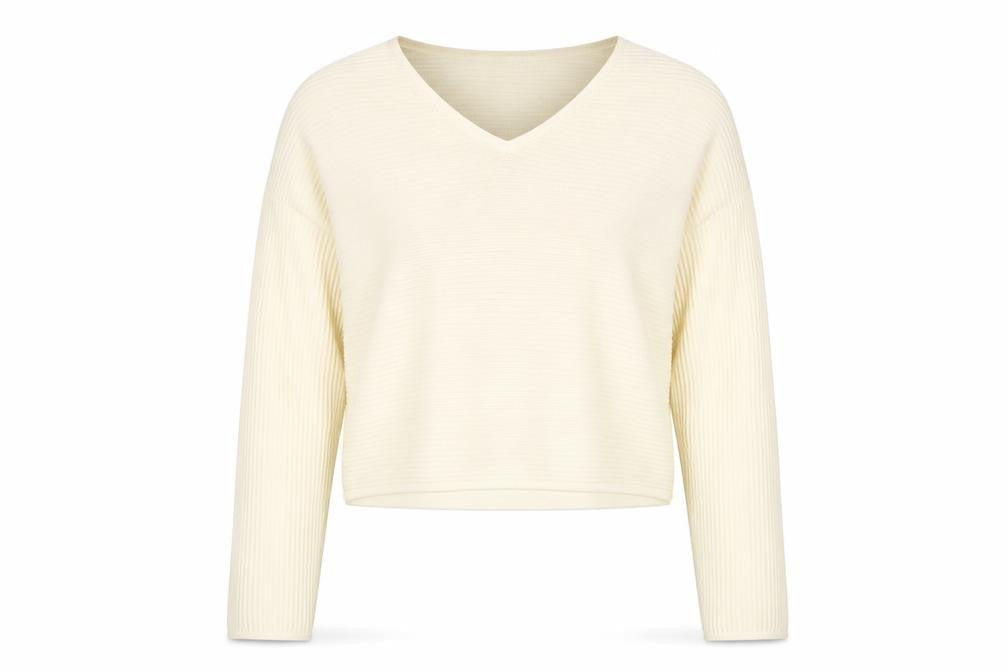 Ruby Moon Women's Ivory XL V-Neck Knit Pullover Jumper