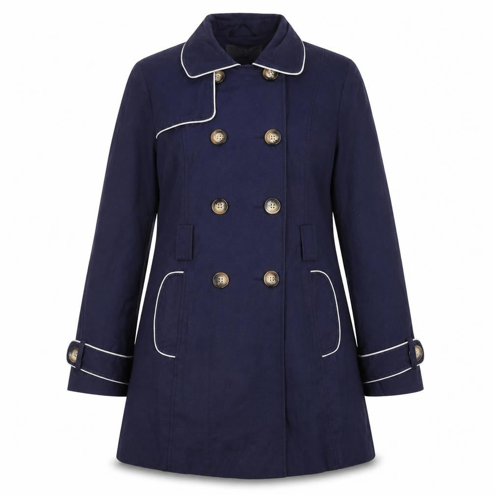 BHS Women's Navy Pea Coat - Size 12, Elegant Winter Style