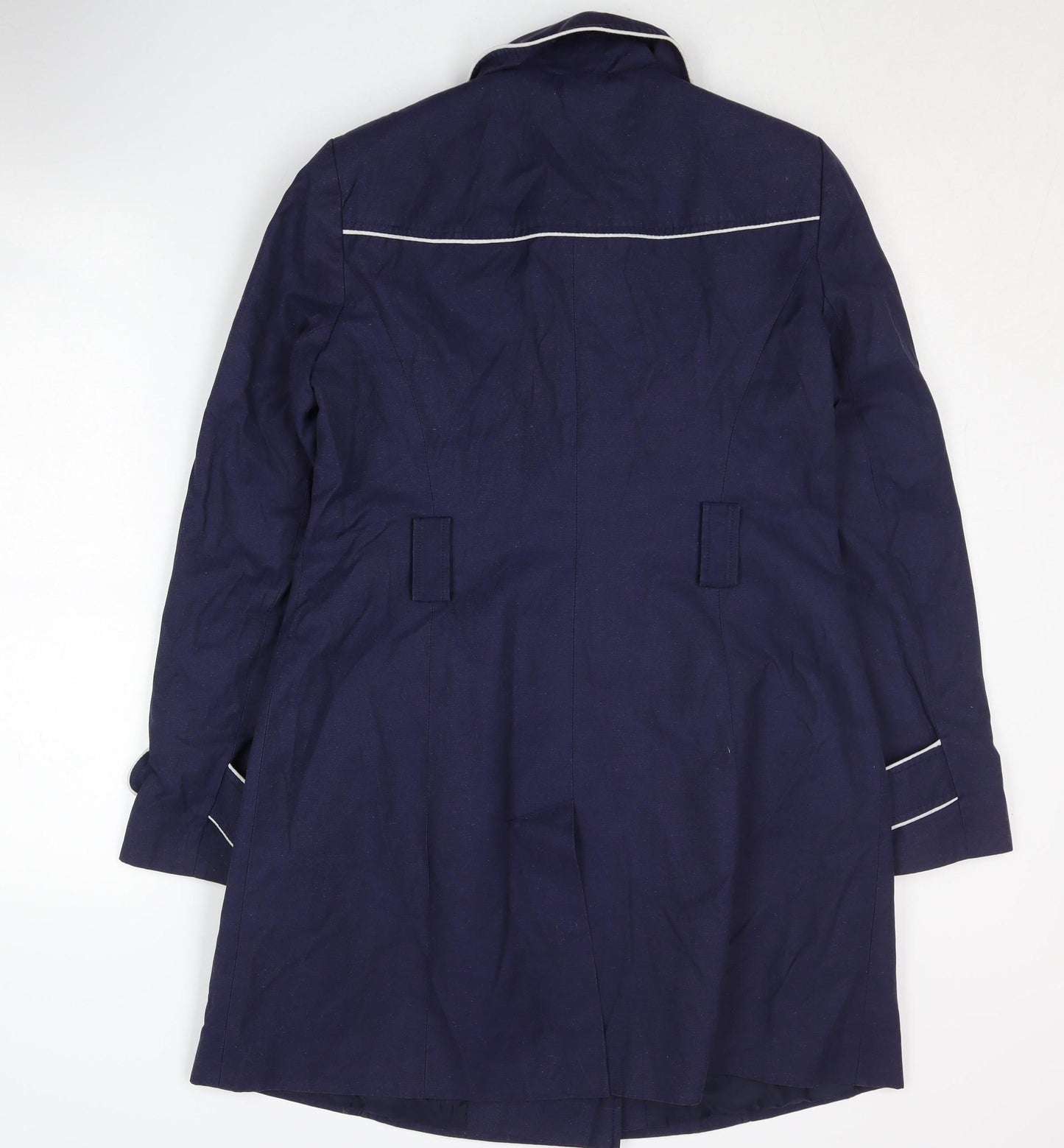 BHS Women's Navy Pea Coat - Size 12, Elegant Winter Style